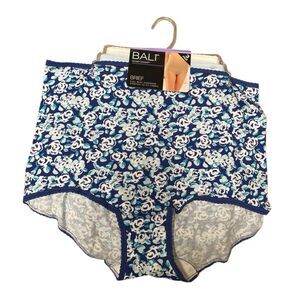 Bali Skimp Skamp Cotton Brief 3-Pack White/Blue/Whimsy Floral 3XL NEW Granny